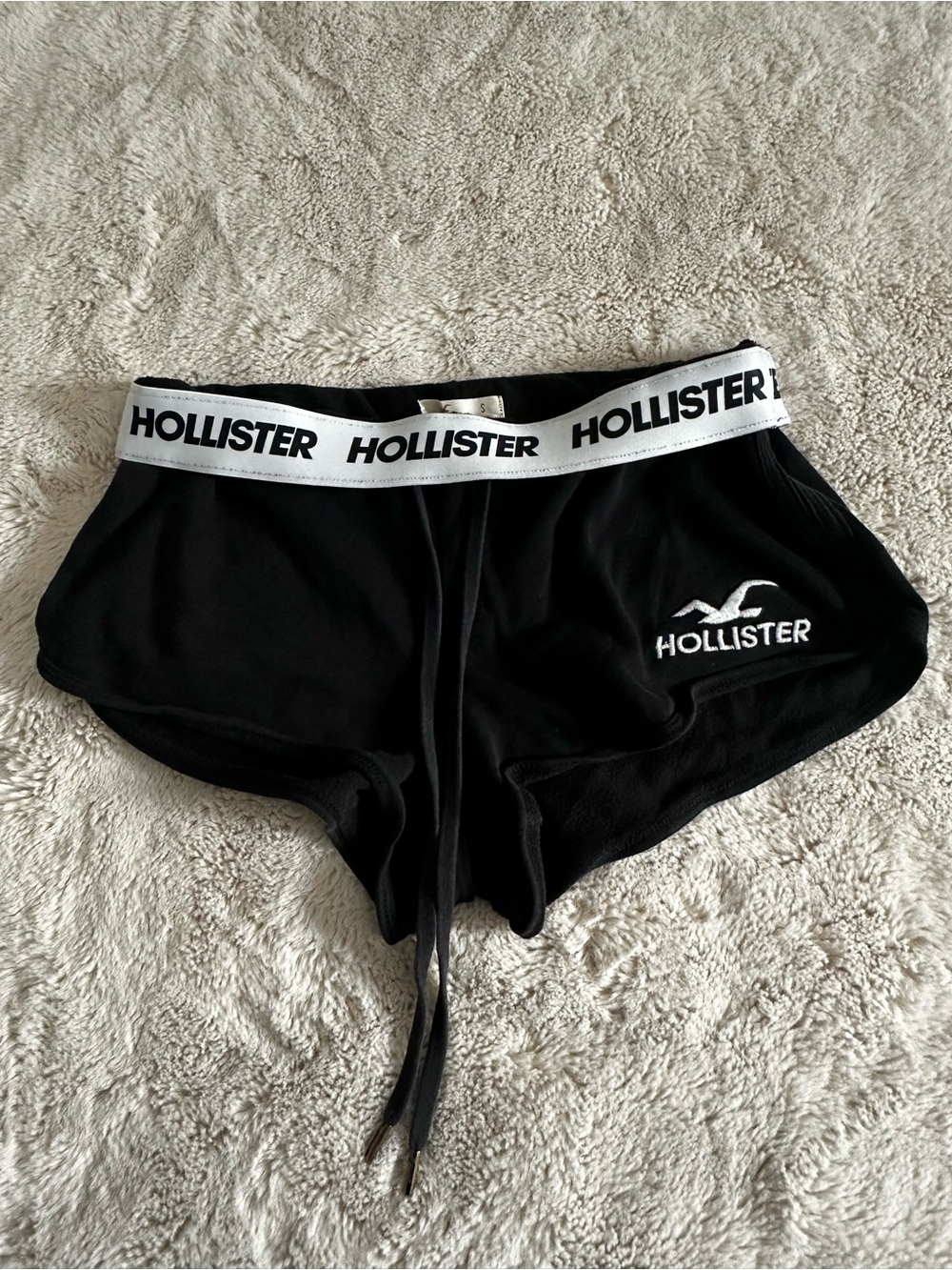 Hollister Black Lounge Shorts with White Logo Waistband